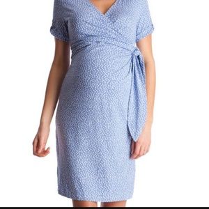 Seraphine blue dot faux wrap dress
